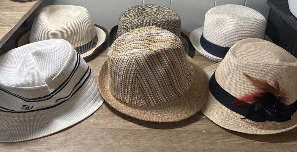 6 Assorted Retro Western Straw Hats D&Y, Penguin, Sean John Vintage Hats U2